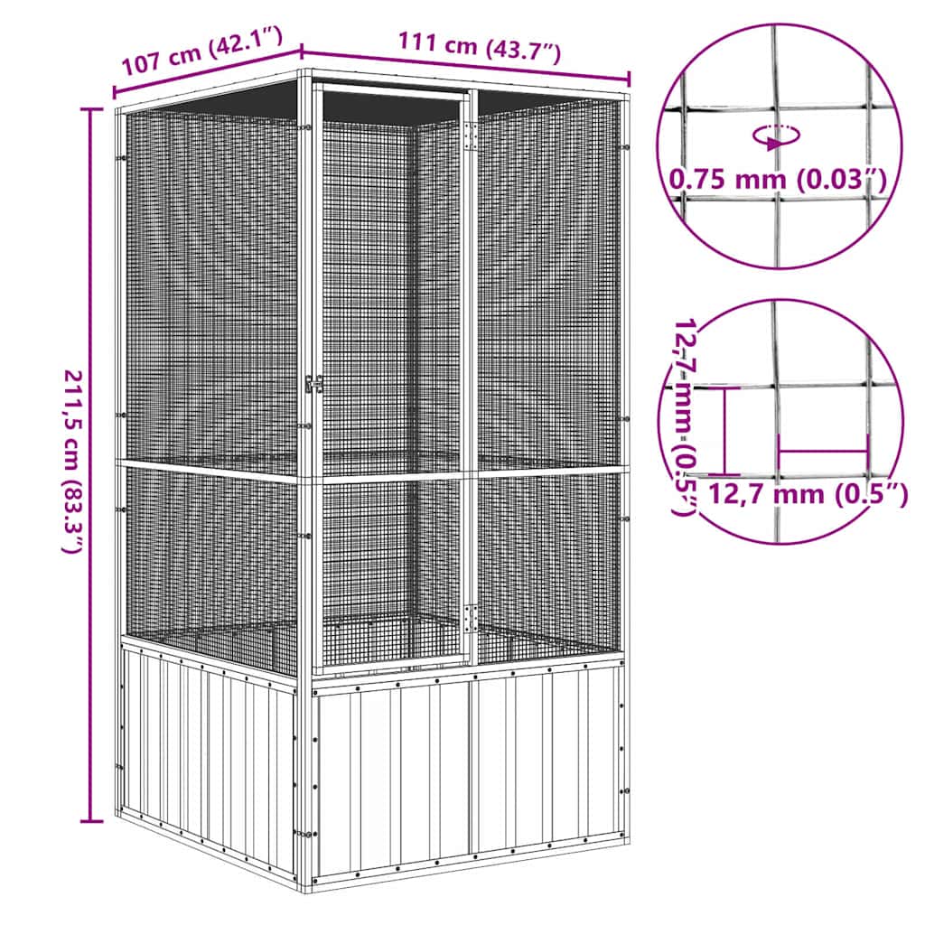 Bird Cage Grey 111x107x211,5 cm Galvanised Steel
