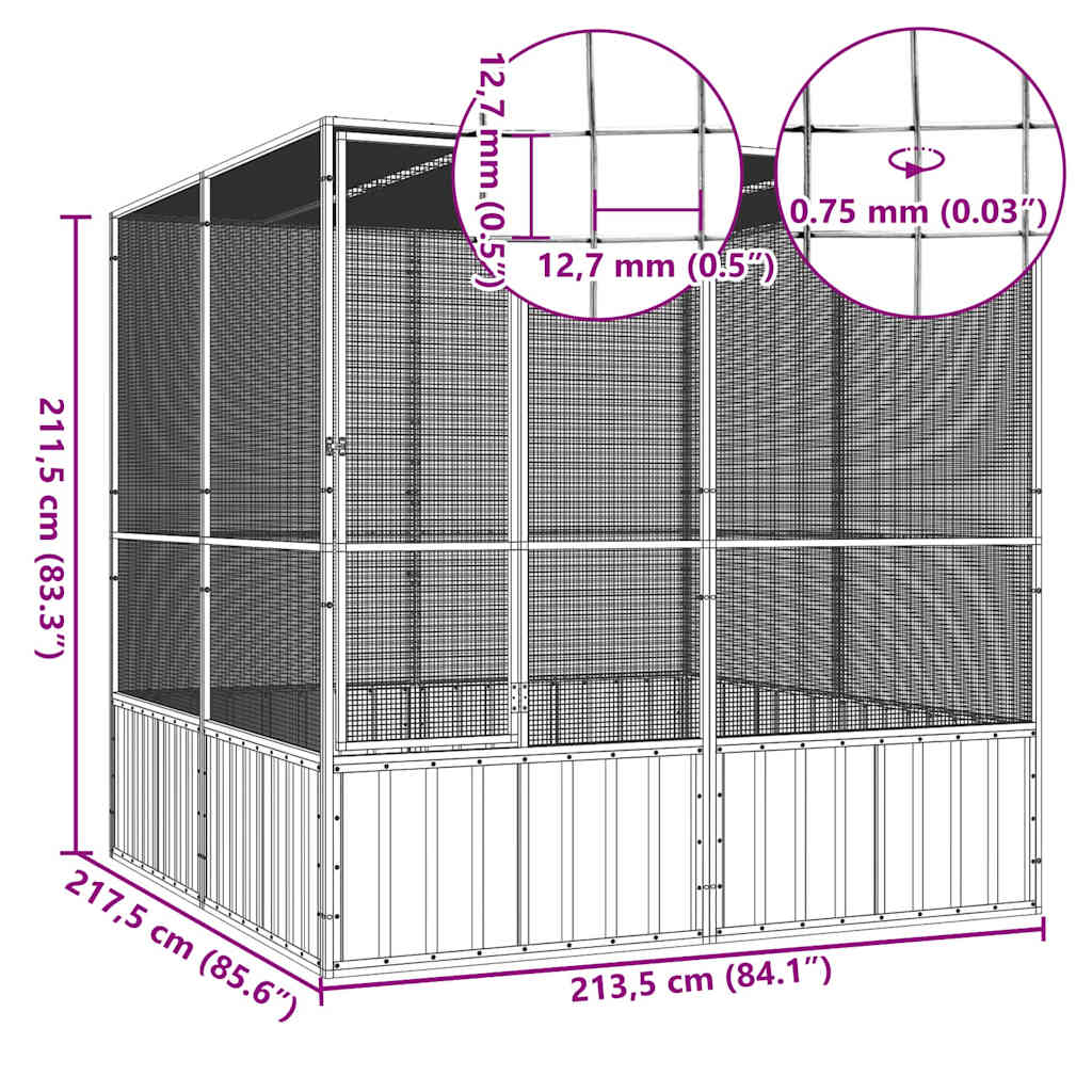 Bird Cage Grey 213,5x217,5x211,5 cm Galvanised Steel