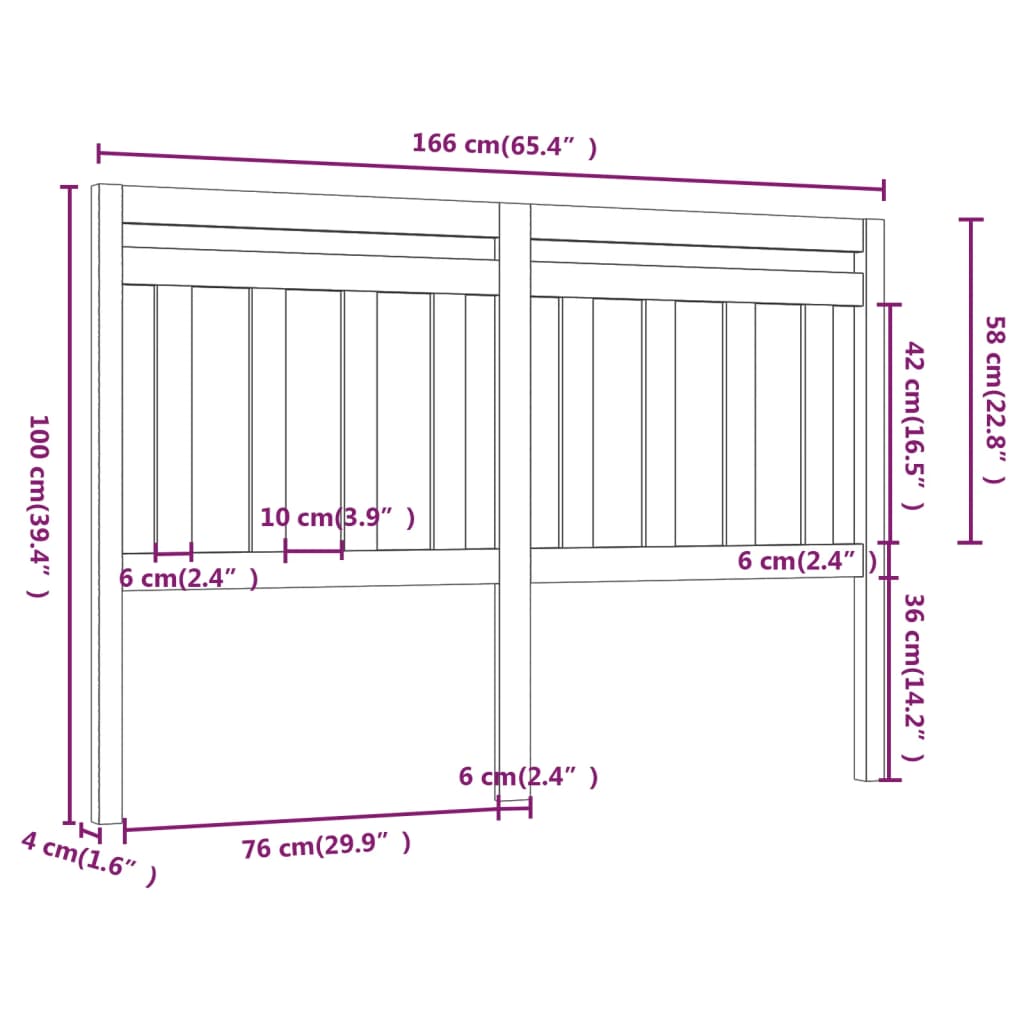 Bed Headboard 166x4x100 cm Solid Wood Pine