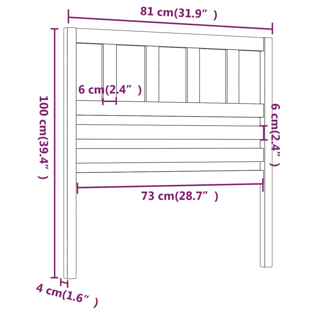 Bed Headboard Honey Brown 81x4x100 cm Solid Wood Pine