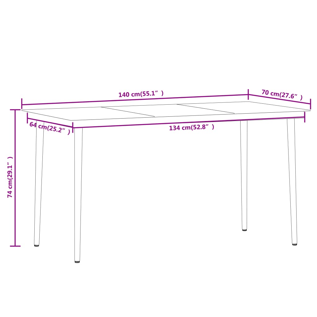 Dining Set | Black | Powder-coated steel, glass, PVC rattan | 7 Piece