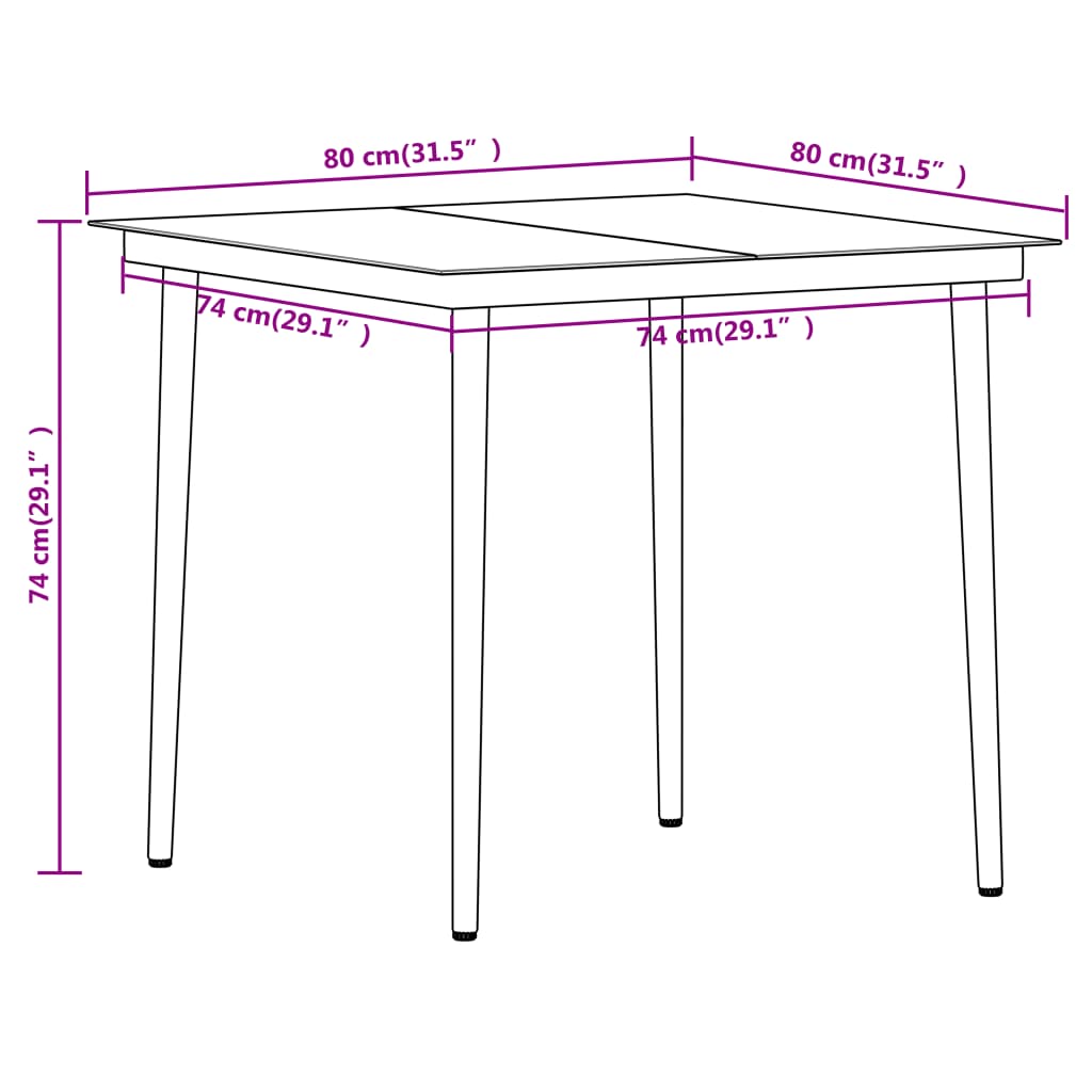 3 Piece Garden Dining Set Black