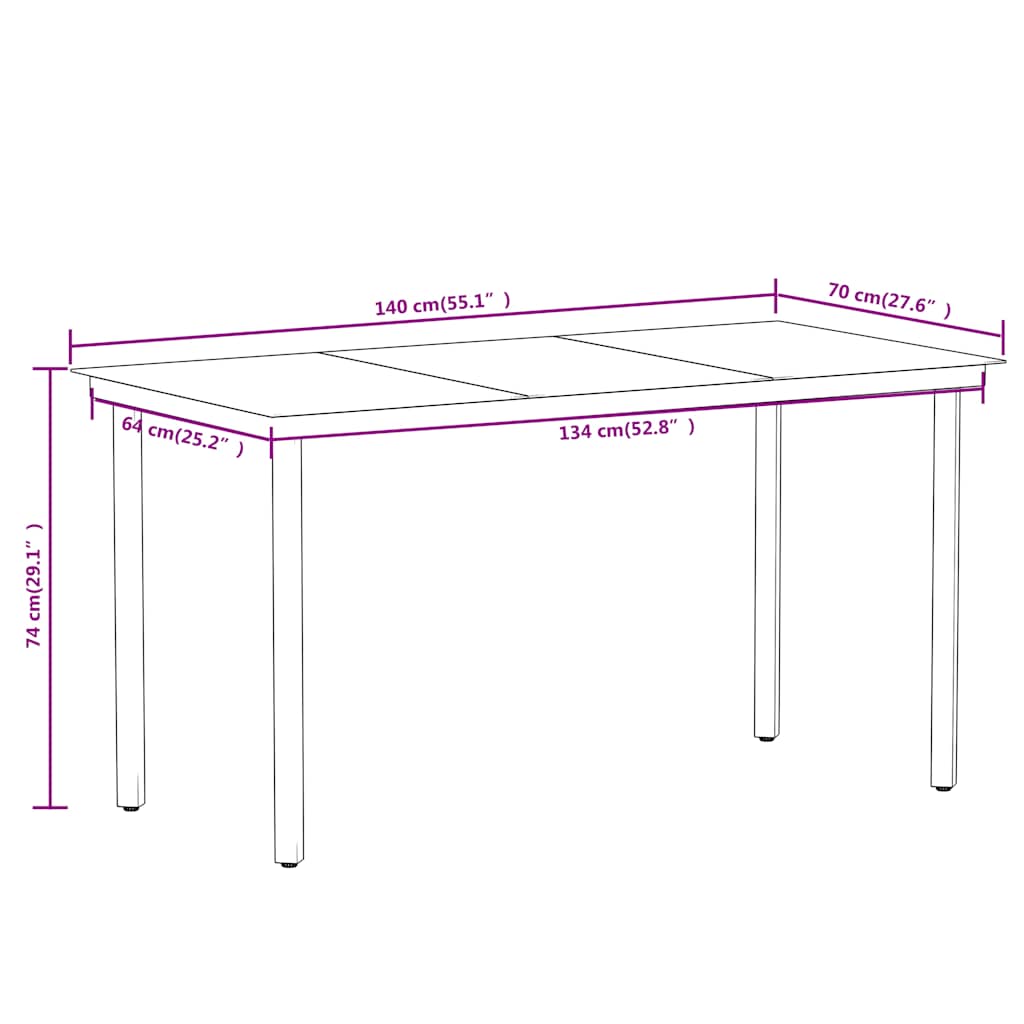 5 Piece Garden Dining Set Black