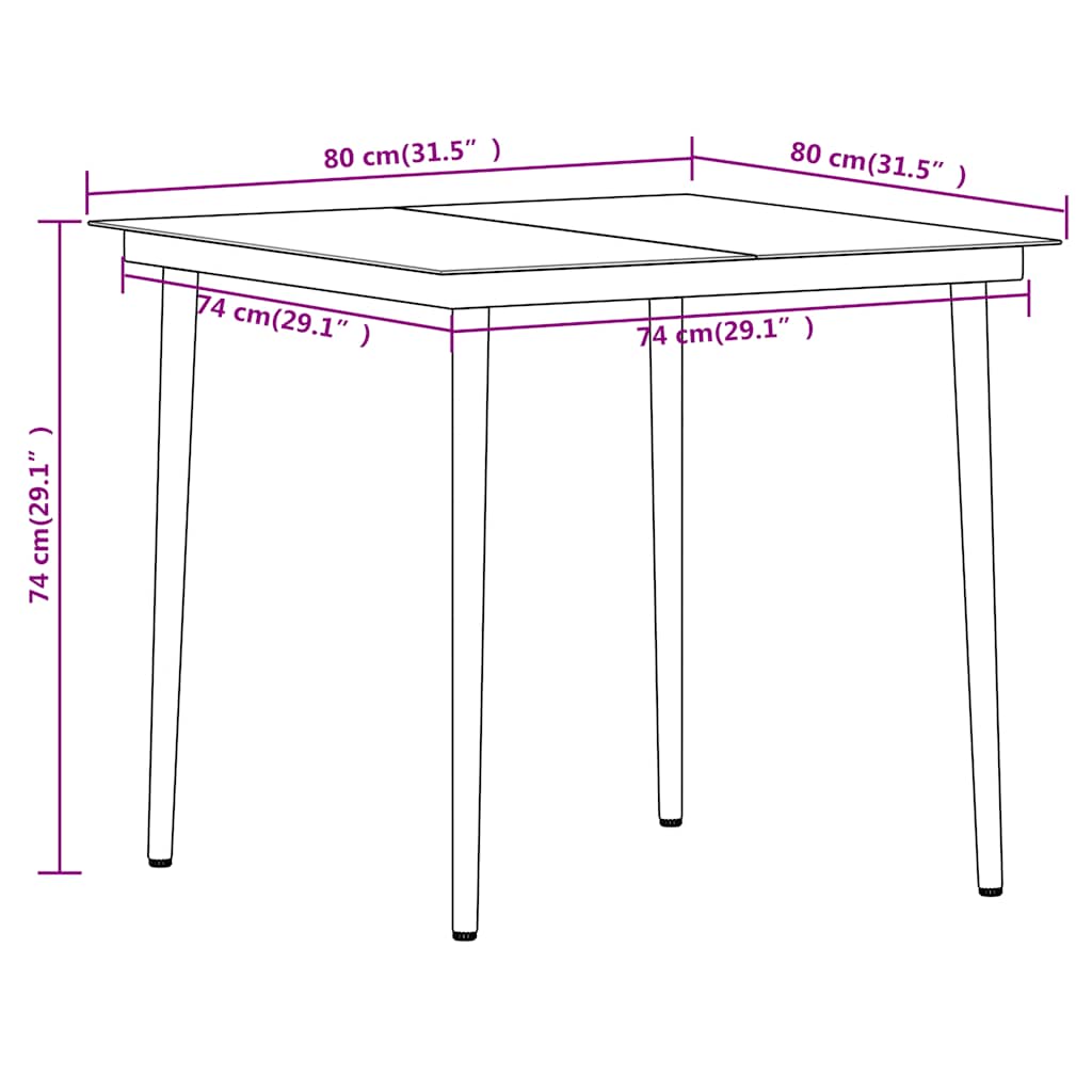 Dining Set | Black | Powder-Coated Steel, Glass, PVC Hollow Rattan
