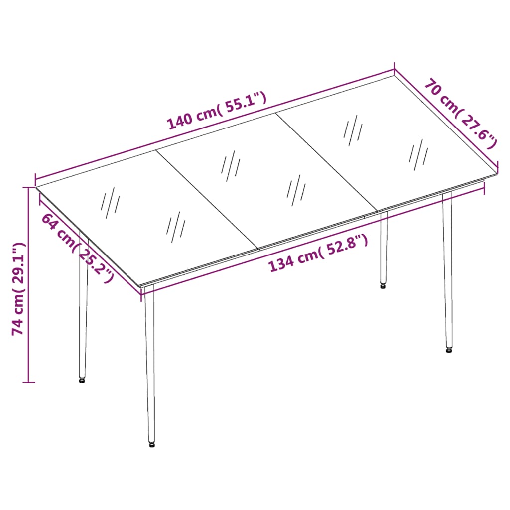Garden Dining Set | Black | PVC Rattan, Powder-Coated Steel, Glass