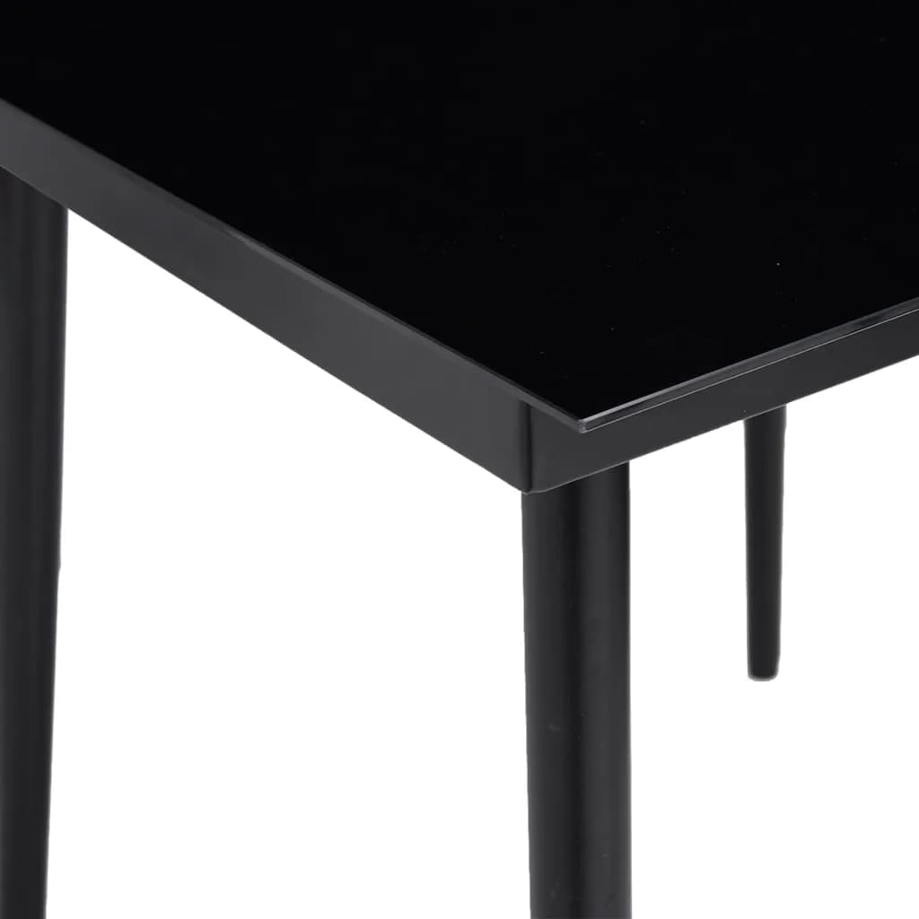Garden Dining Set | Black | Powder-Coated Steel, Tempered Glass, Plastic
