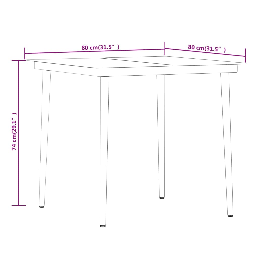 Garden Dining Set | Black | PE rattan, powder-coated steel, glass