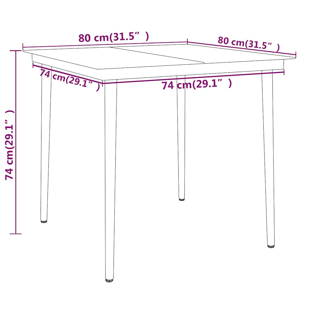 Garden Dining Set | Grey, Black | PE Rattan, Steel, Glass | Medium
