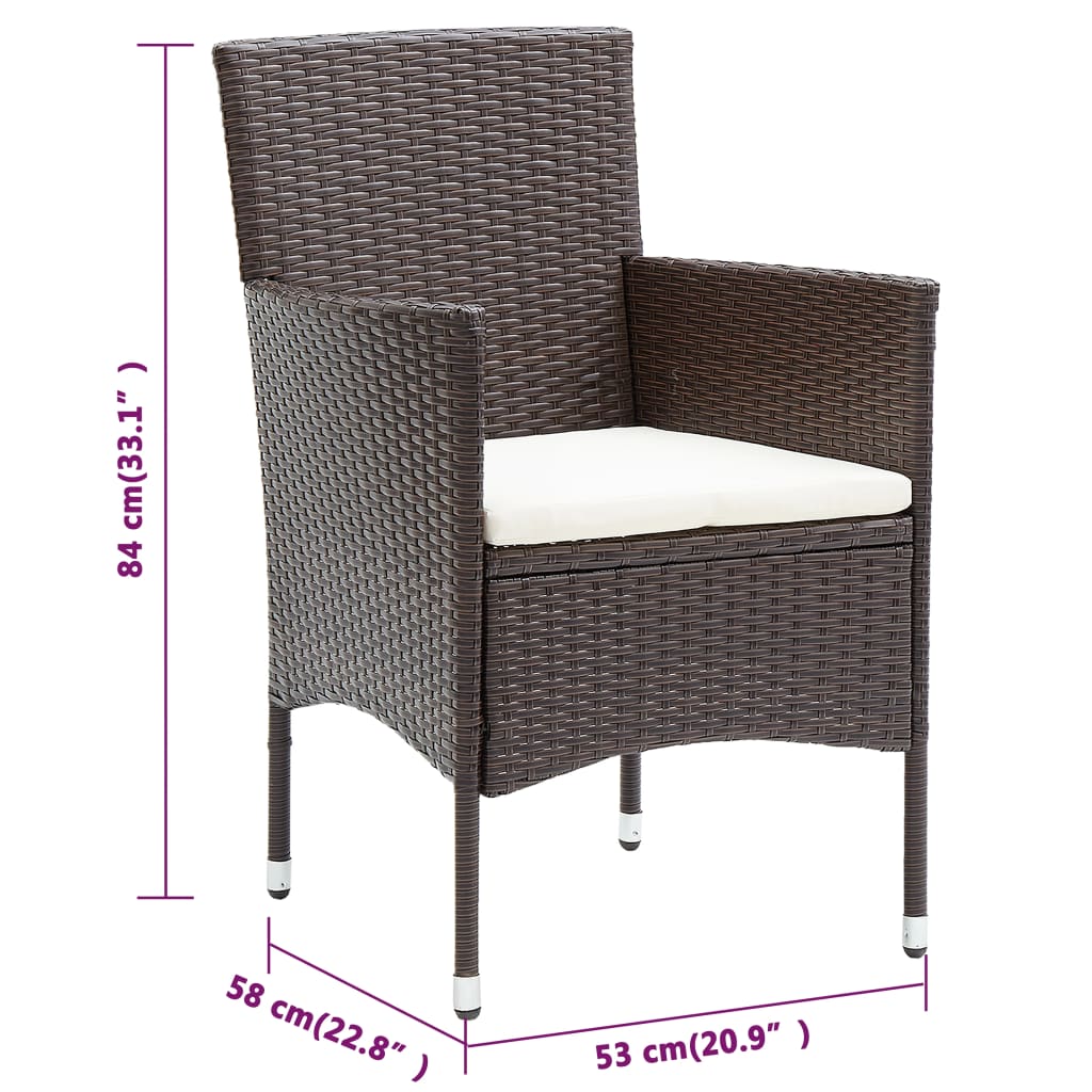 Garden Dining Chair | Set of 4 | Brown, Cream white