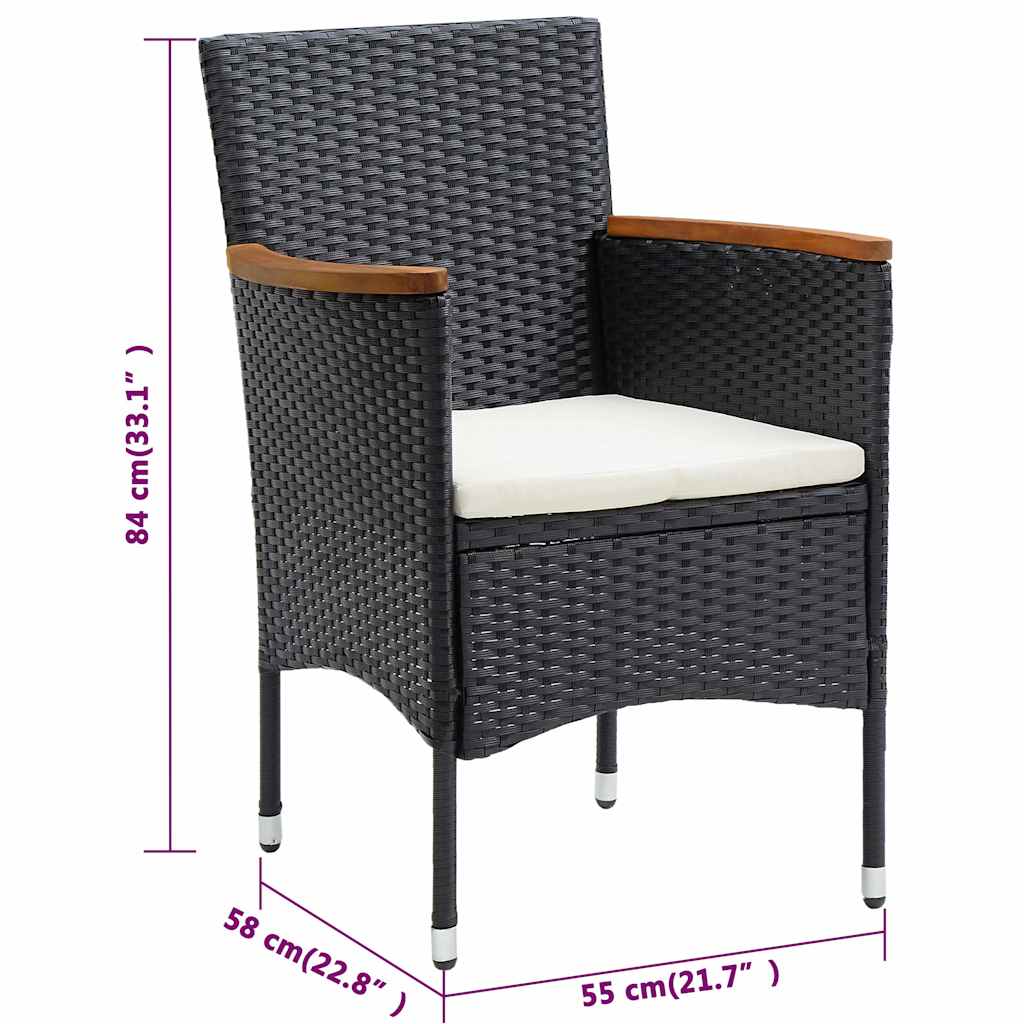 Garden Dining Chairs 4 pcs Poly Rattan Black