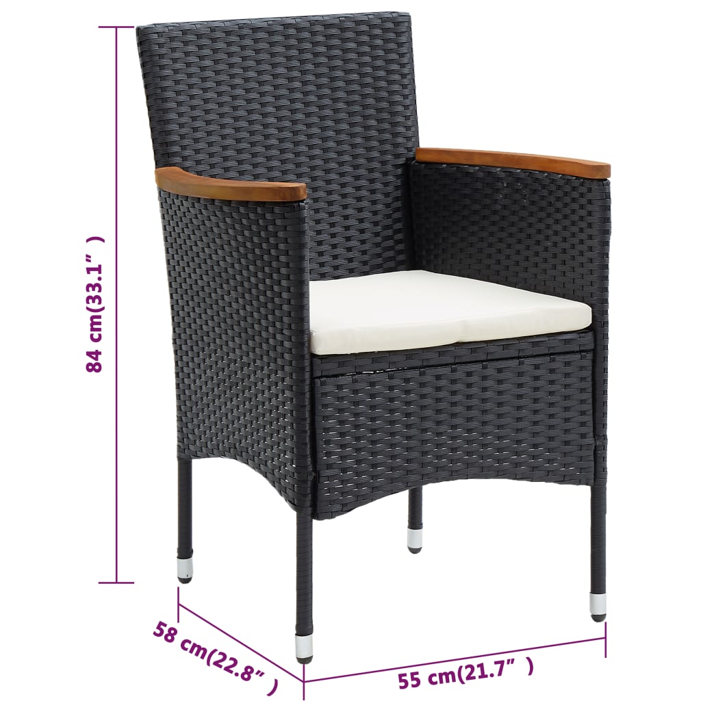 Garden Dining Chair | Set of 4 | Black