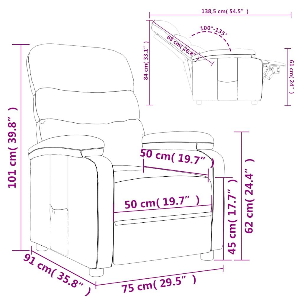 Recliner Chair Taupe Fabric