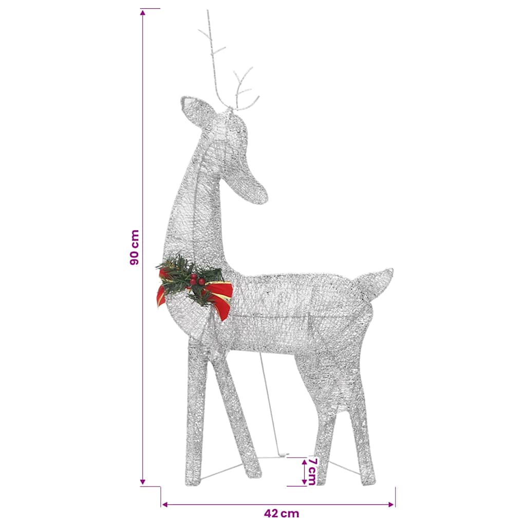 Christmas Reindeer Family 270x7x90 cm Silver Cold White Mesh