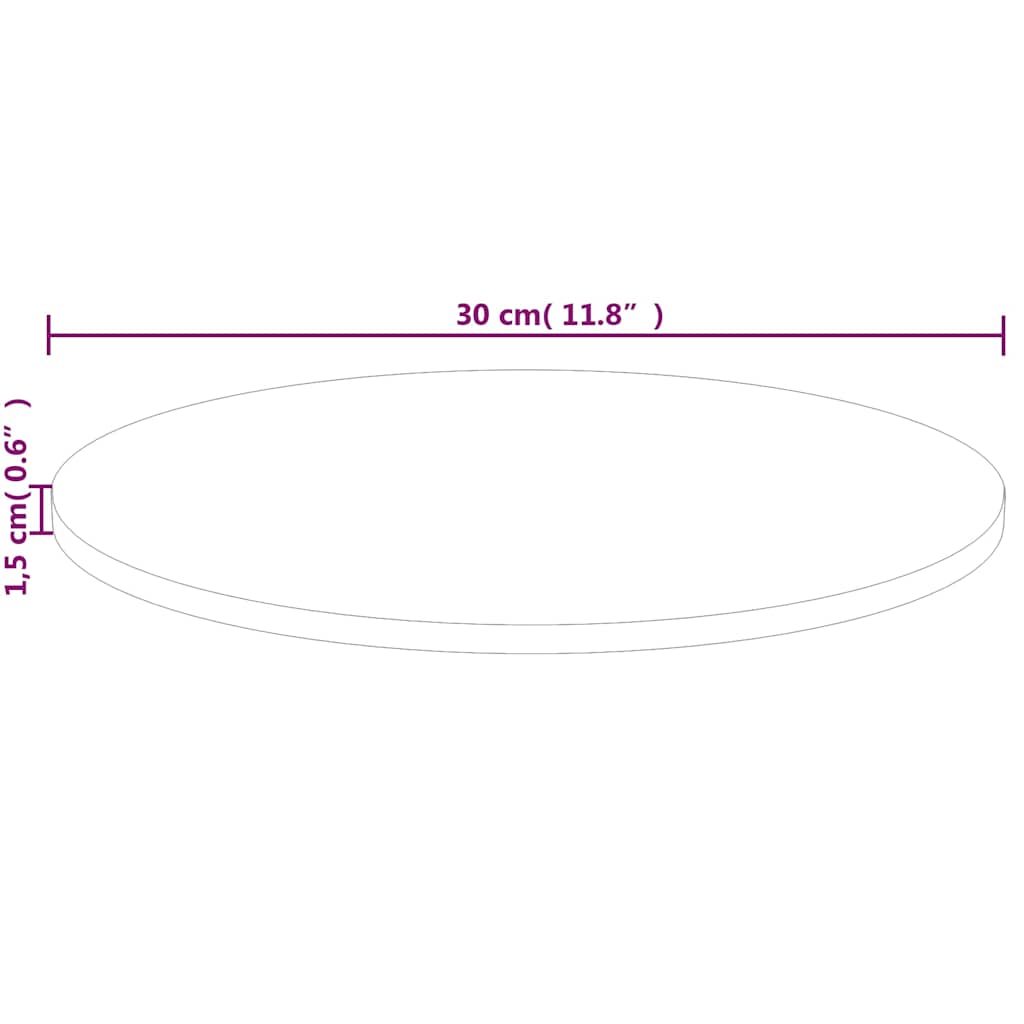 Round Table Top Ø30x1.5 cm Untreated Solid Wood Oak