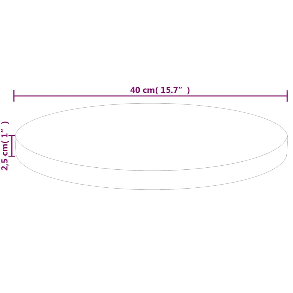 Round Table Top Ø40x2.5 cm Untreated Solid Wood Oak