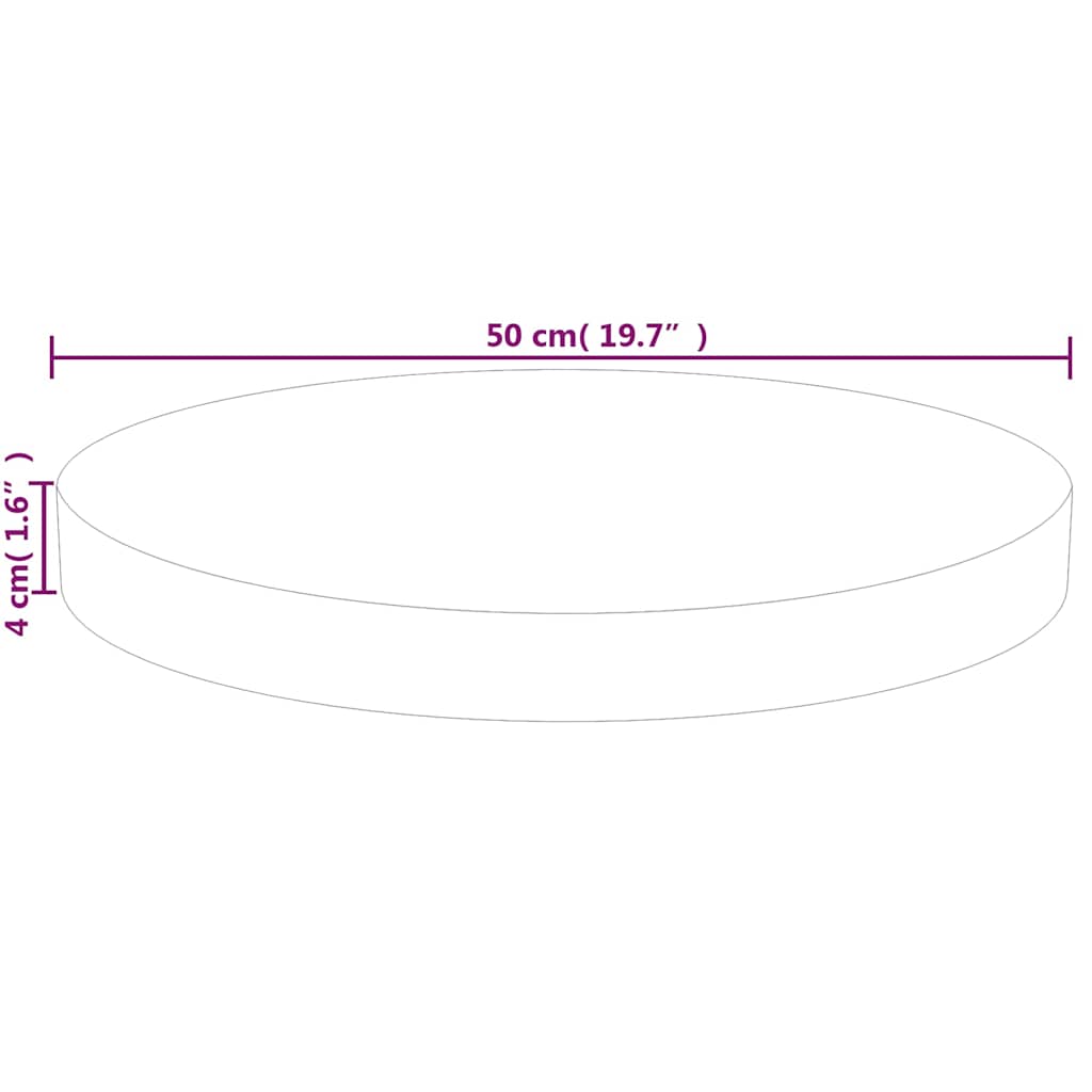 Round Table Top Ø50x4 cm Untreated Solid Wood Oak