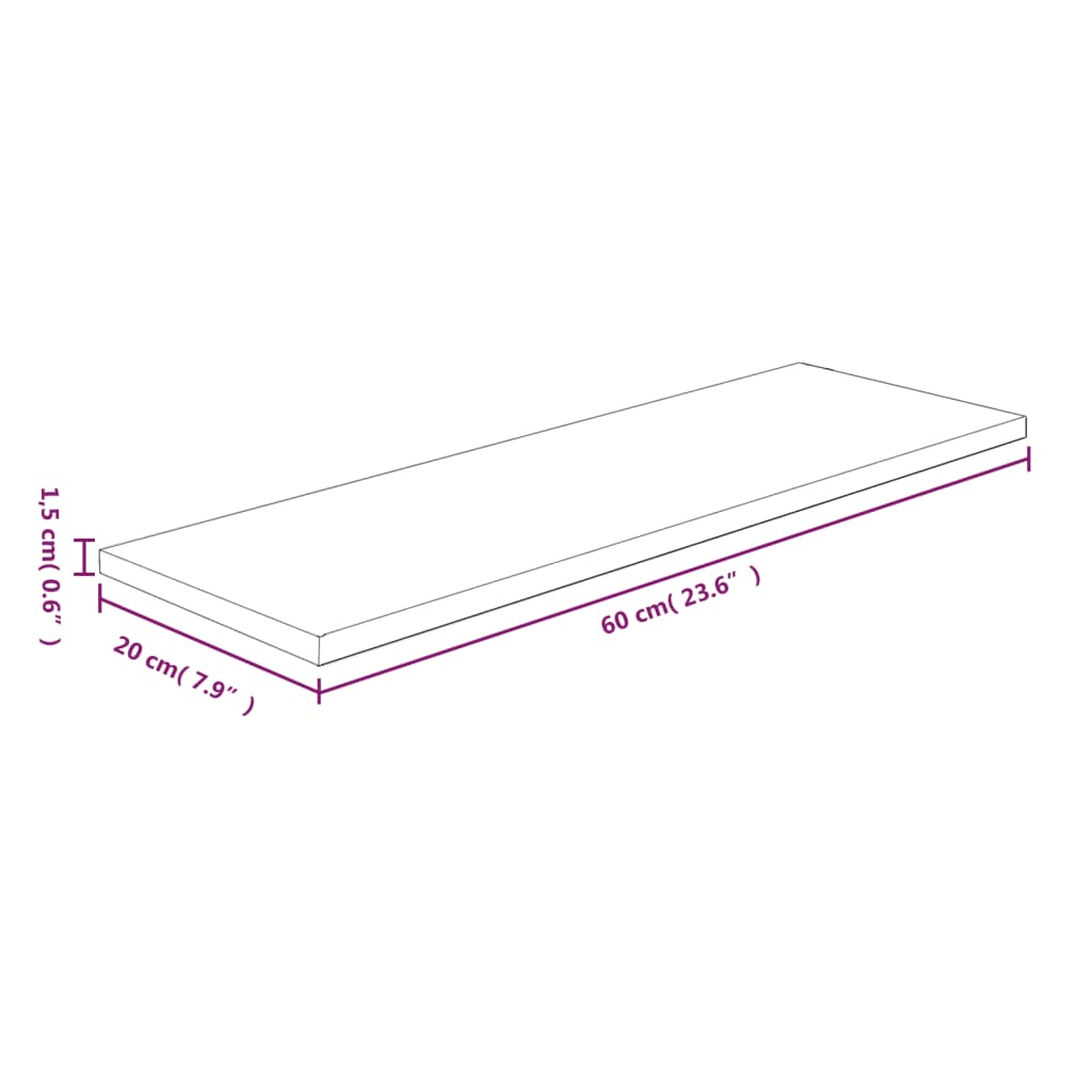 Shelf Board 60x20x1,5 cm Untreated Solid Wood Oak