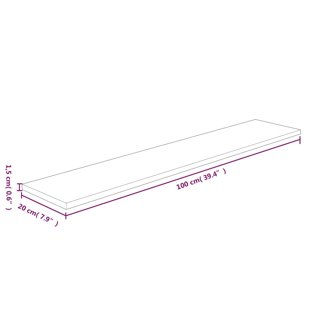 Shelf Board 100x20x1,5 cm Untreated Solid Wood Oak