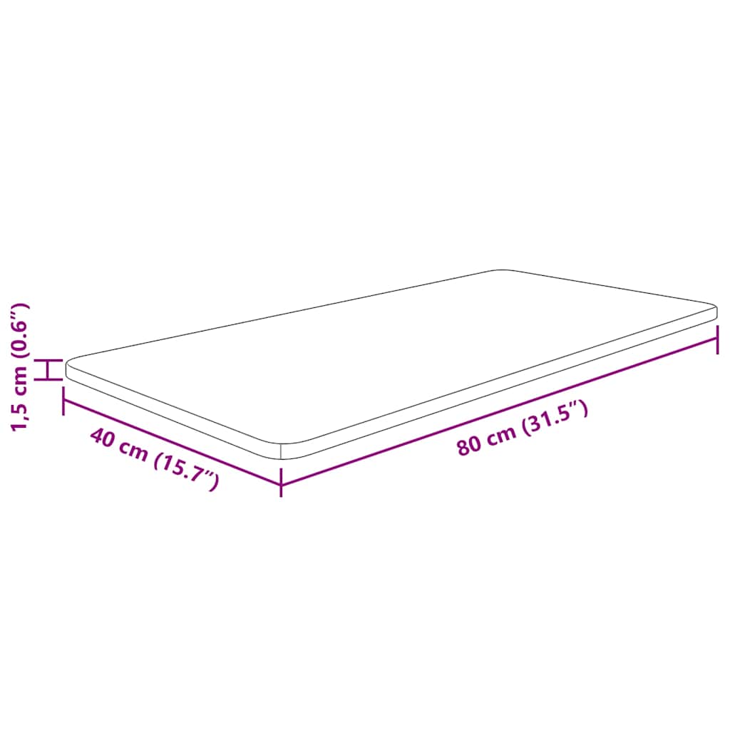 Bathroom Countertop 80x40x1,5cm Untreated Solid Wood