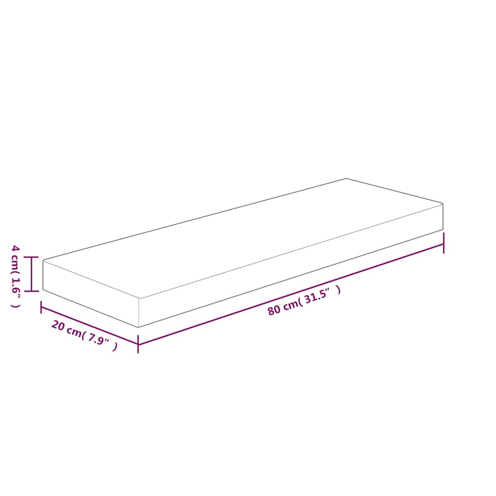 Shelf Board 80x20x4 cm Untreated Solid Wood Oak