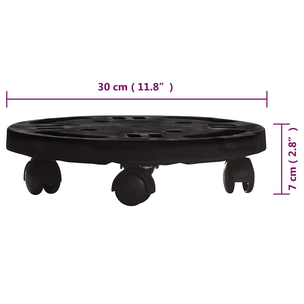 151829 vidaXL Plant Trolley with Wheels Diameter 30 cm Black 170 kg
