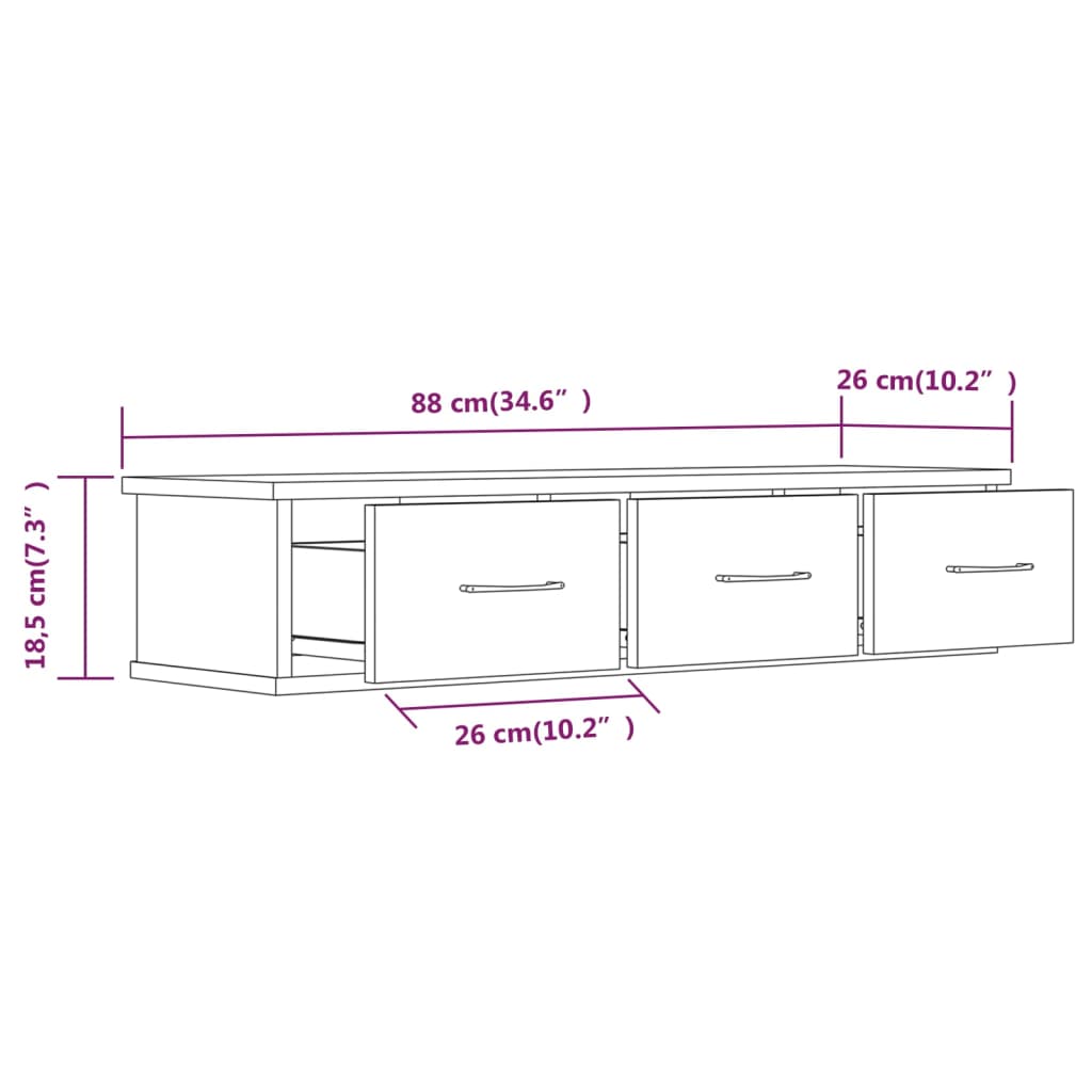 815081 vidaXL Wall Cabinet Smoked Oak 88x26x18,5 cm Engineered Wood