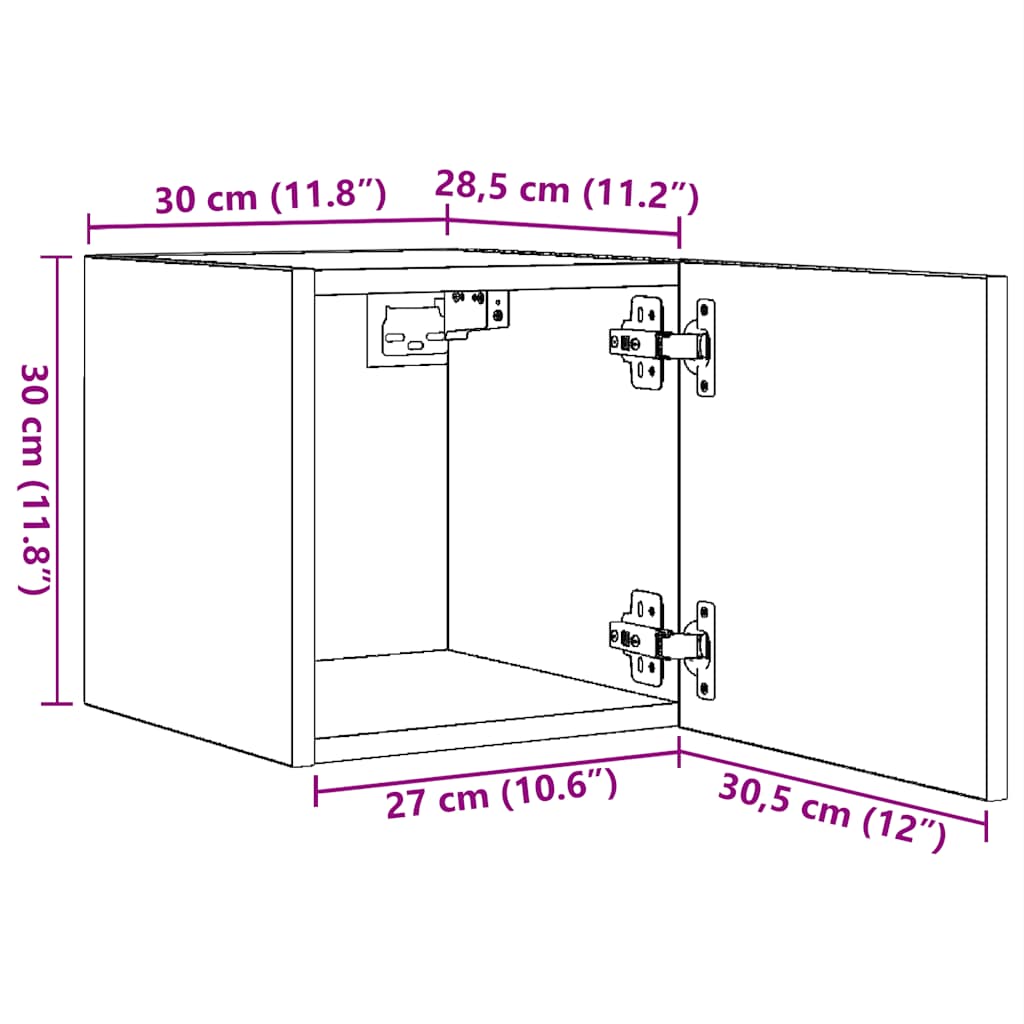 Wall Mounted TV Cabinet Grey Sonoma 30.5x30x30 cm