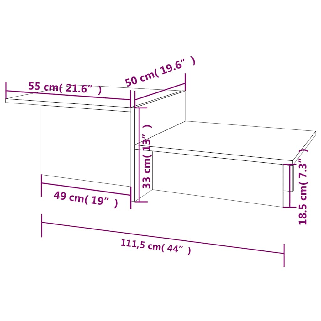 815148 vidaXL Coffee Table Brown Oak 111,5x50x33 cm Engineered Wood