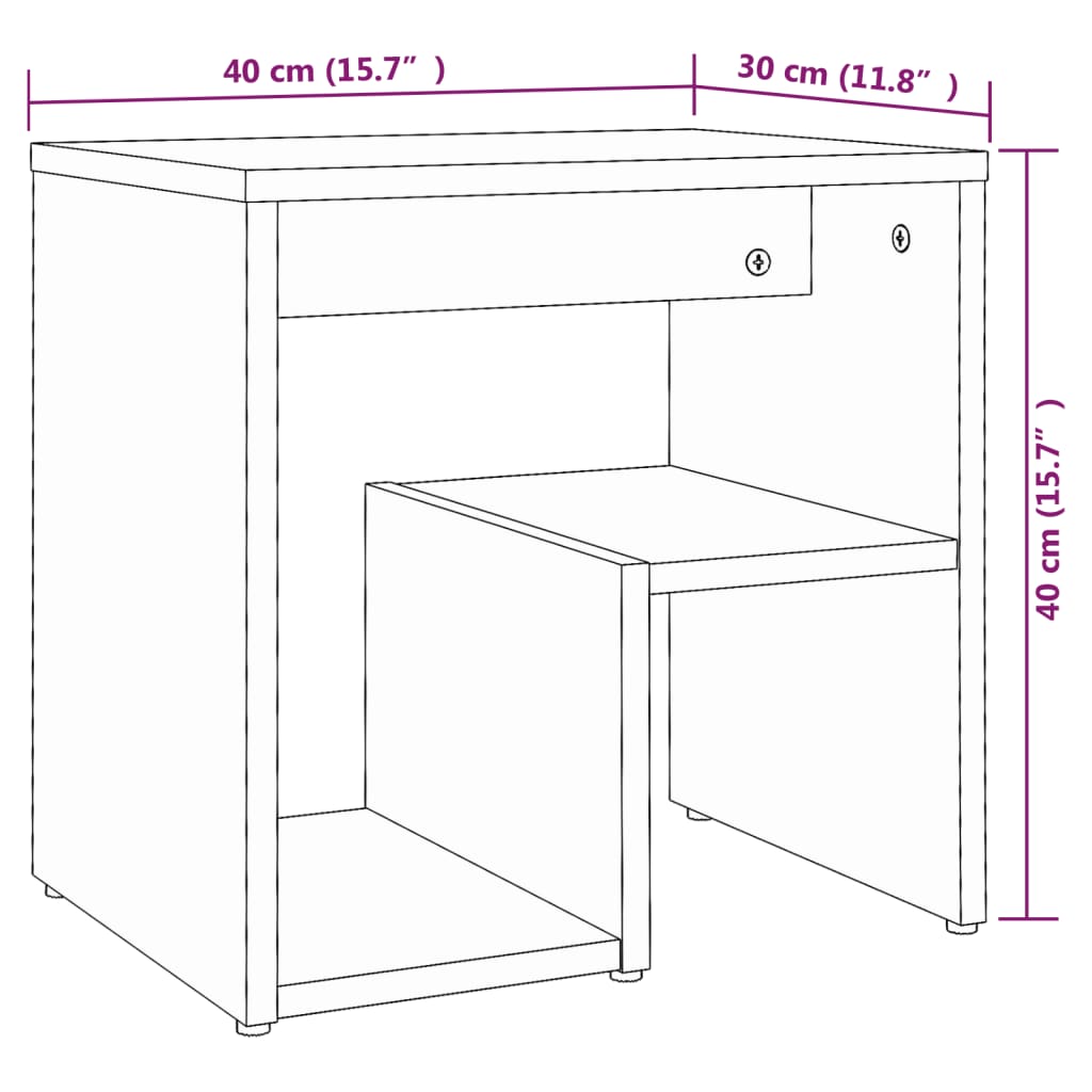 Bed Cabinets 2 pcs Grey Sonoma 40x30x40 cm Engineered Wood