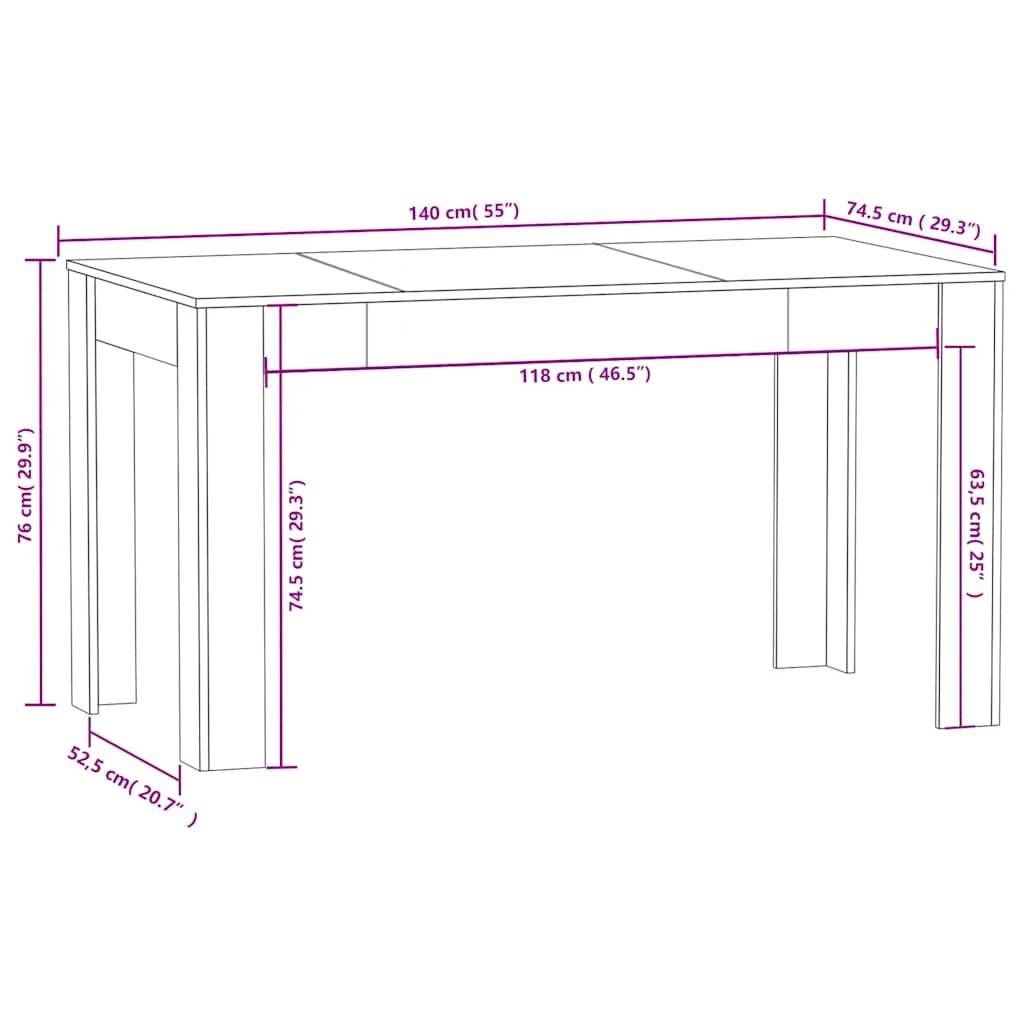 Dining Table Smoked Oak 140x74,5x76 cm Engineered Wood