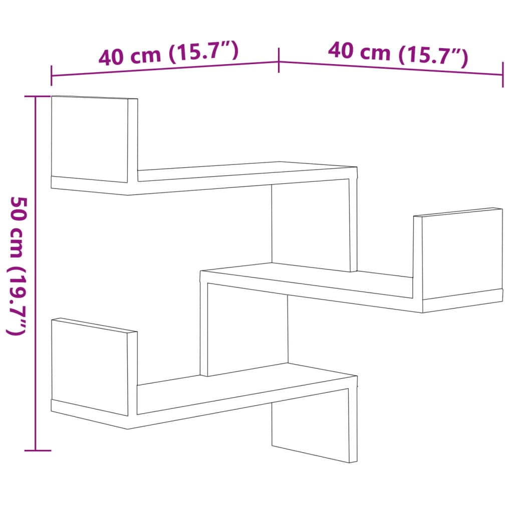 Wall Corner Shelves 2 pcs Smoked Oak 40x40x50cm Engineered Wood