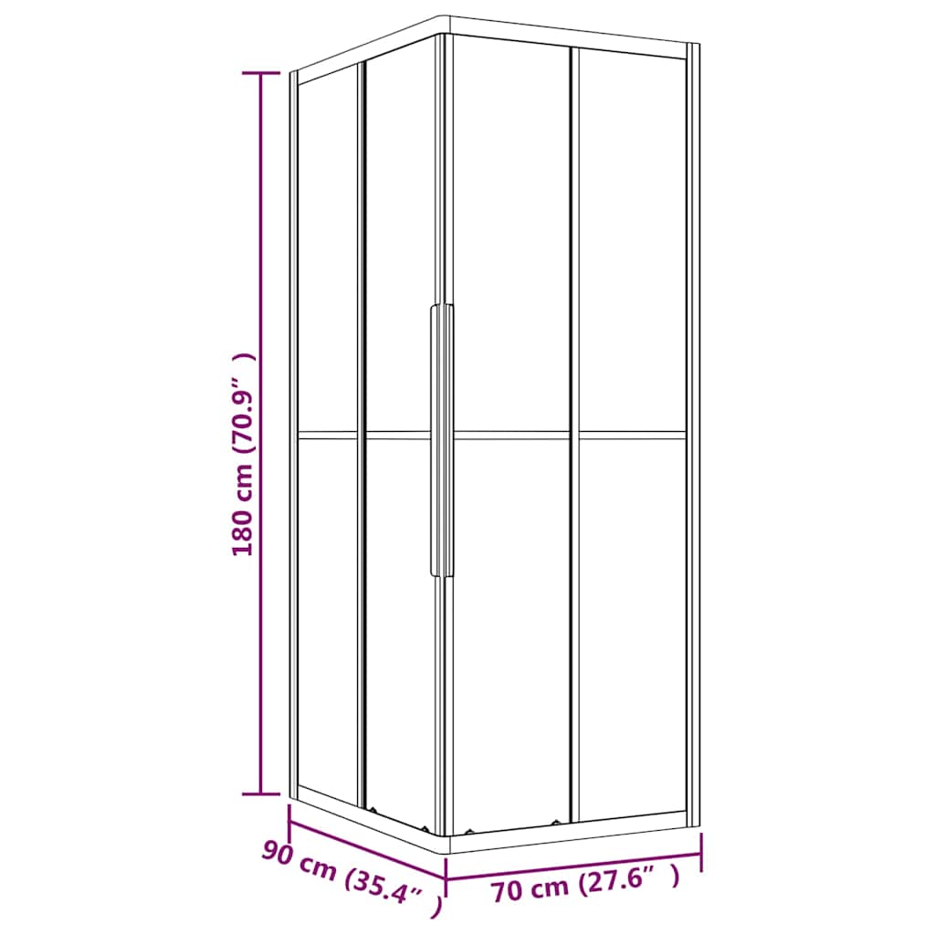 Stripe Shower Cabin ESG 90x70x180 cm Black