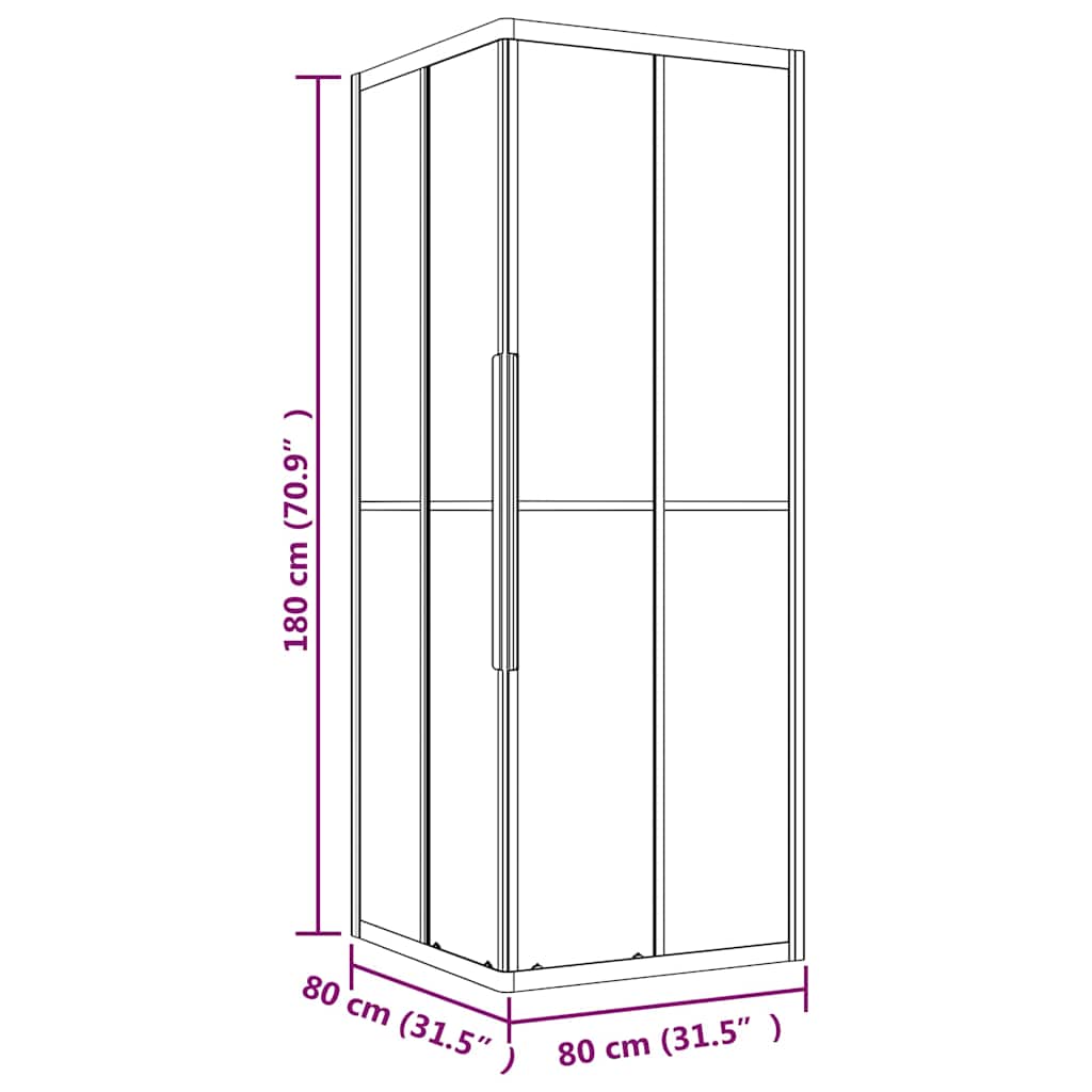 Shower Cabin Half Frosted ESG 80x80x180 cm Black