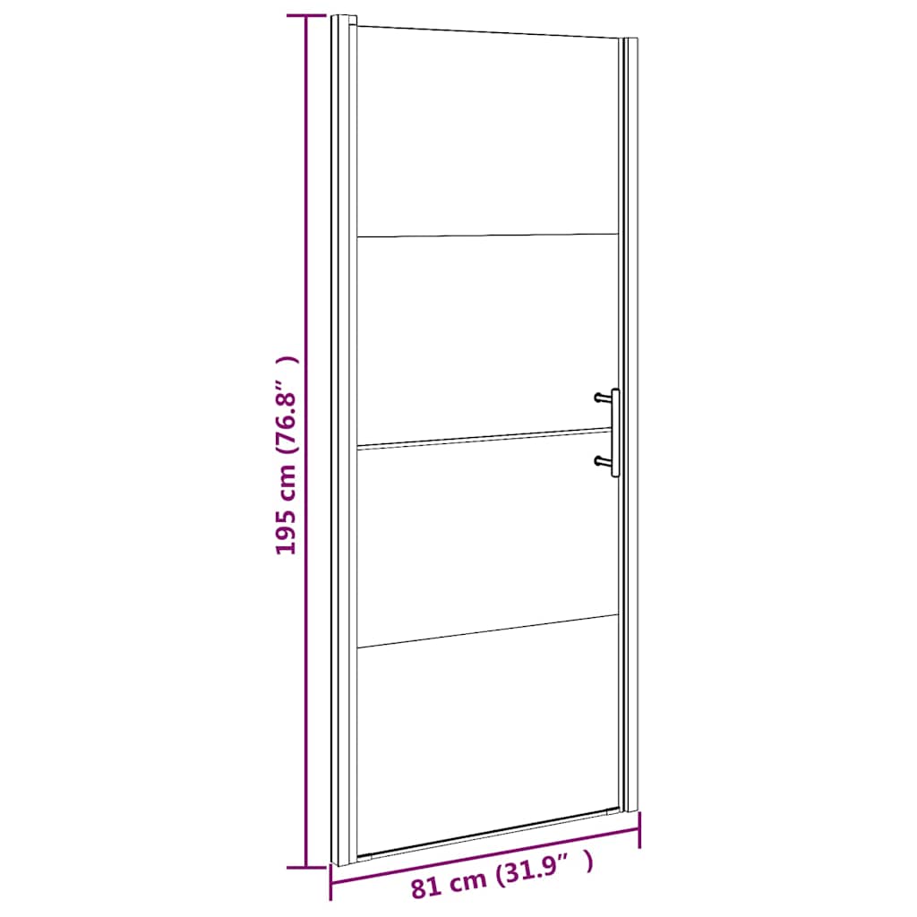 151865 vidaXL Shower Door 81x195 cm Half Frosted Tempered Glass Black