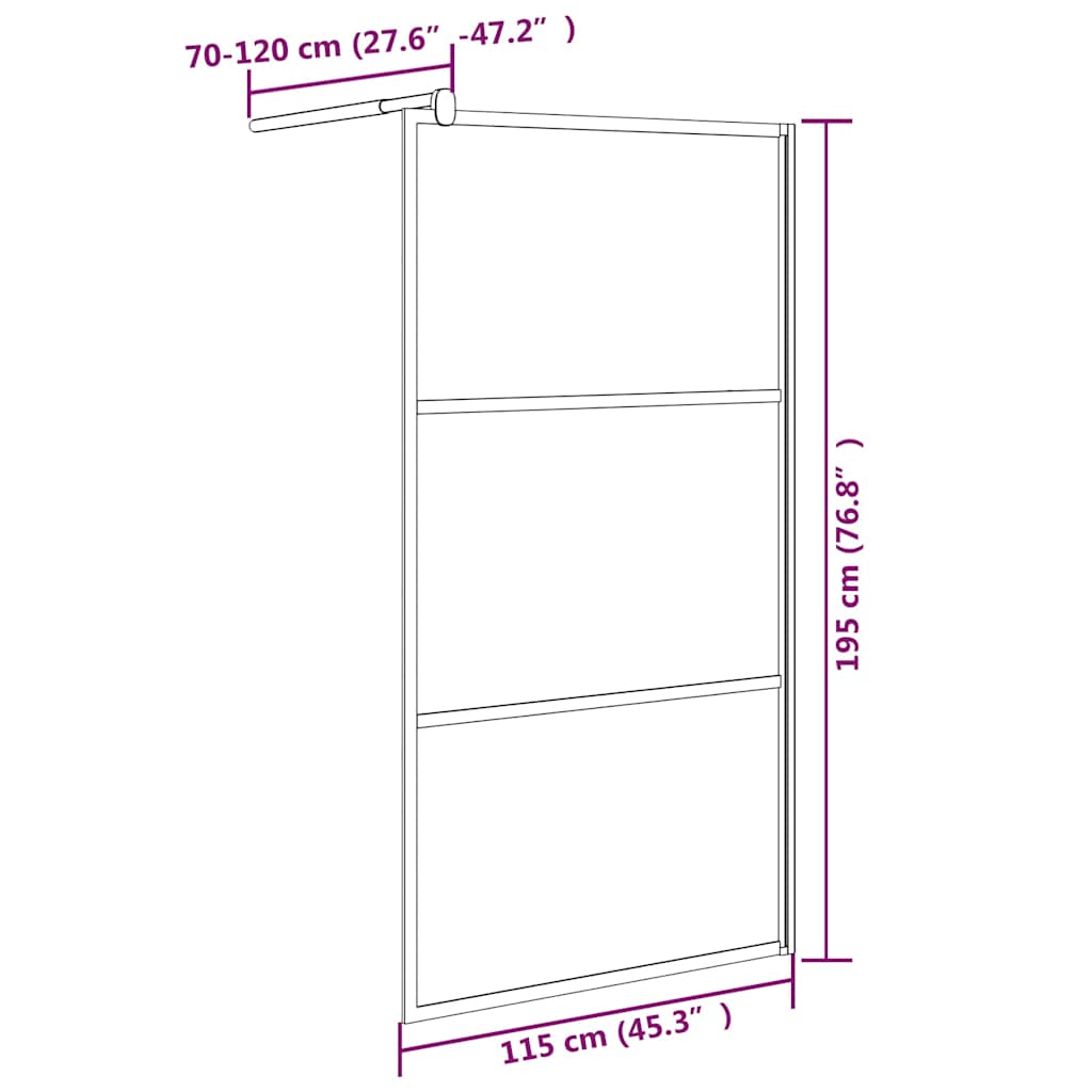 Shower walls Black 115 x 195 cm Glass and Aluminium