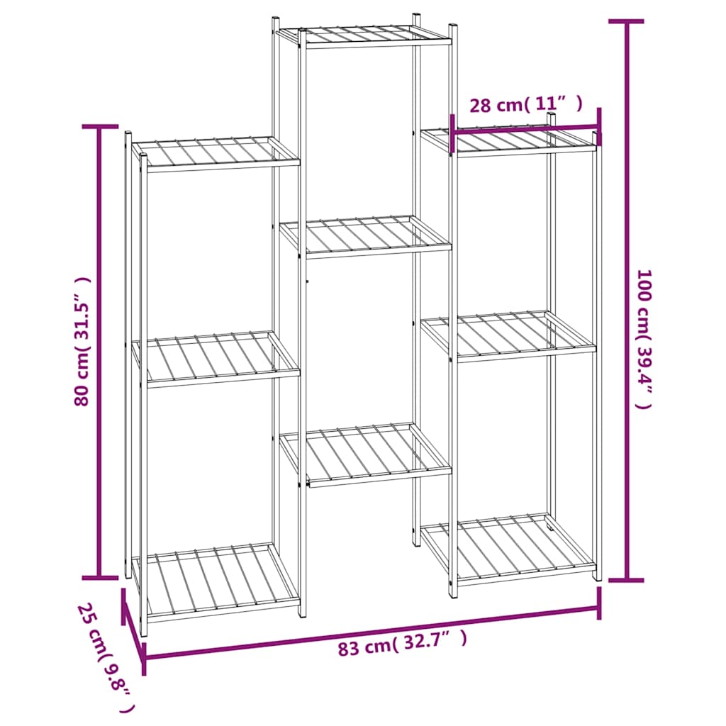 Flower Stand 83x25x100 cm Black Iron