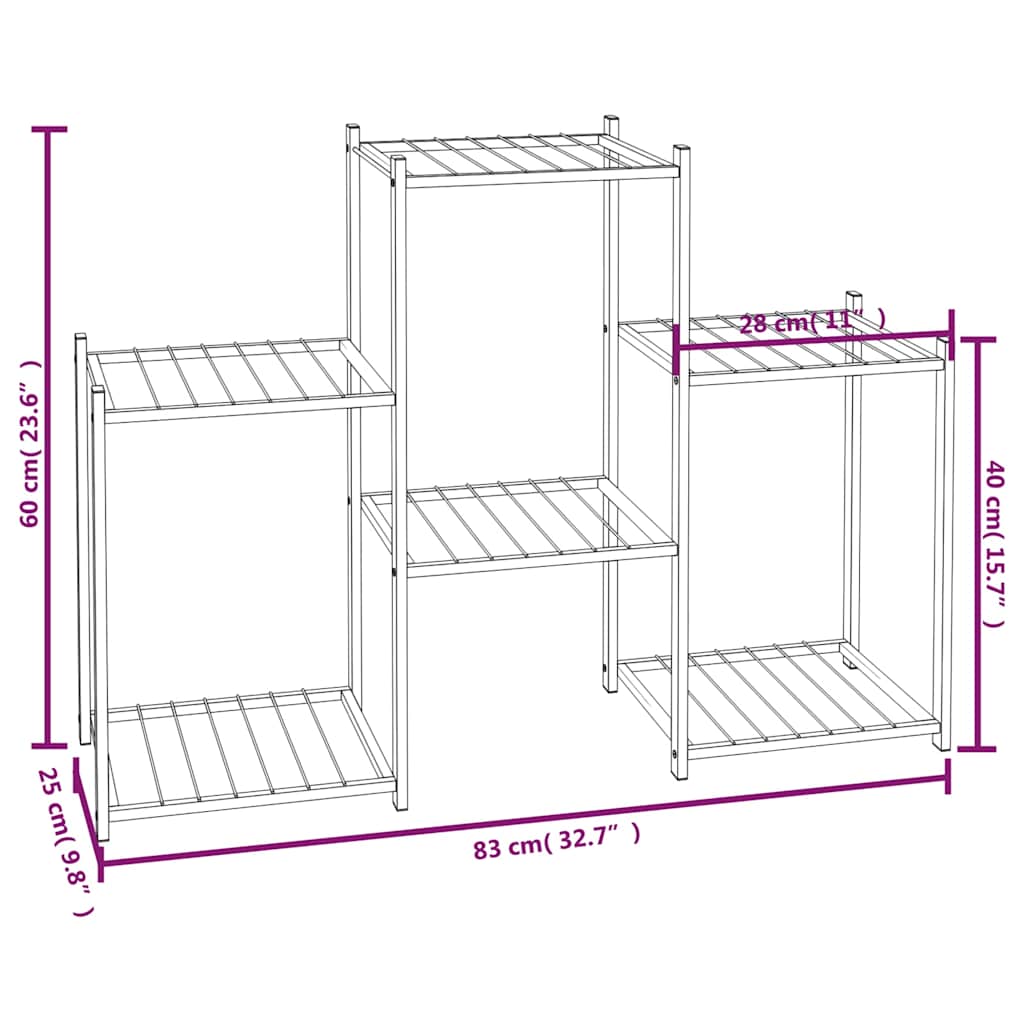 343125 vidaXL Flower Stand 83x25x60 cm Black Iron