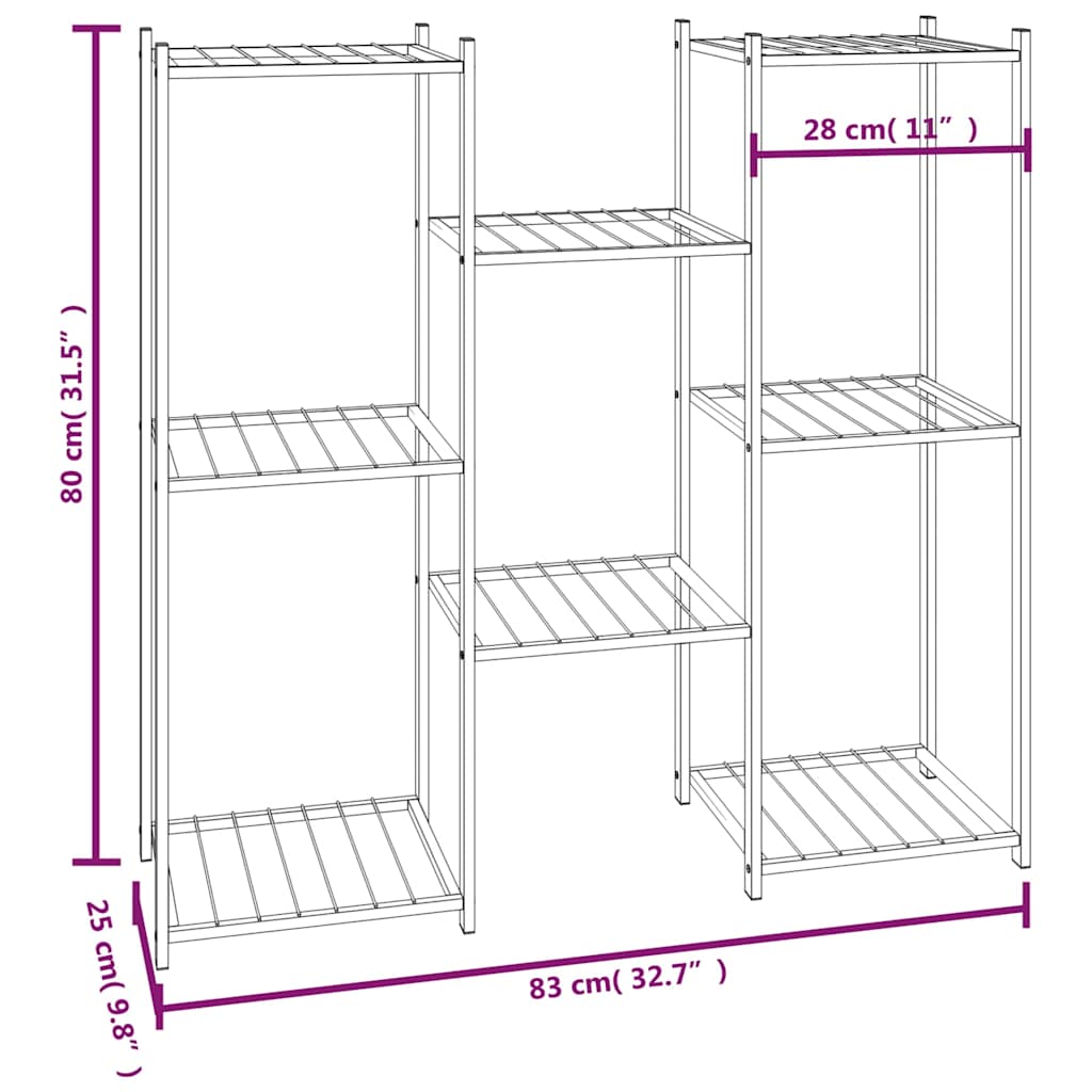 343127 vidaXL Flower Stand 83x25x80 cm Black Iron