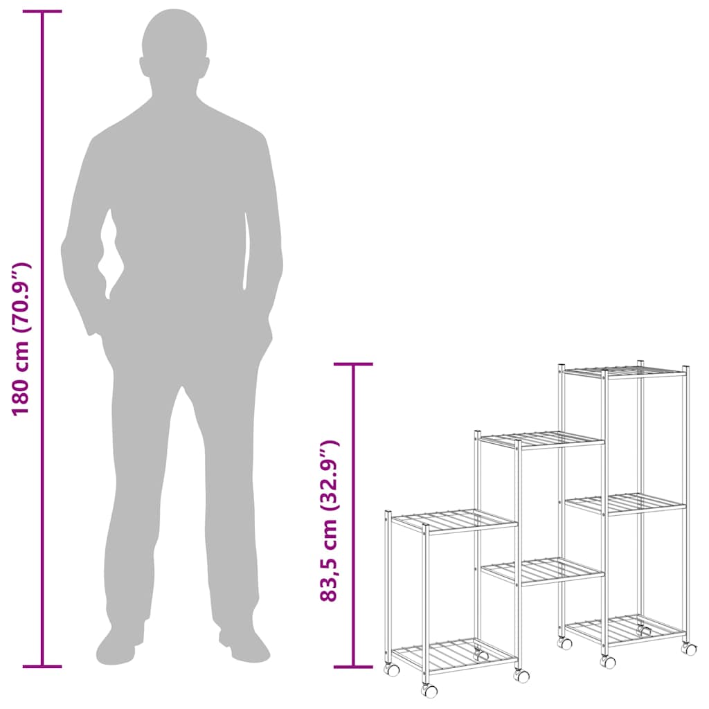 Flower Stand with Wheels 83x25x83,5 cm Black Iron