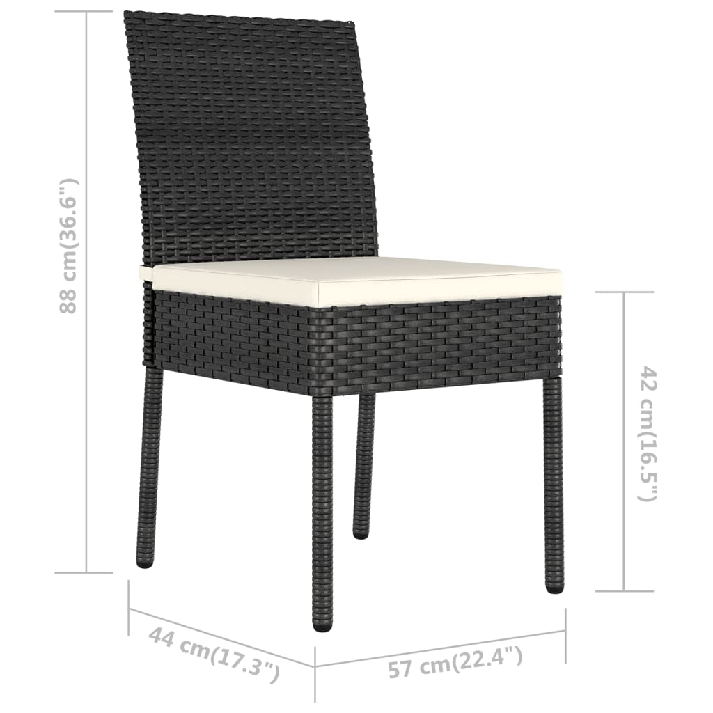 Outdoor Dining Set | Black,Cream | Poly rattan | 3 Piece Set | Durable
