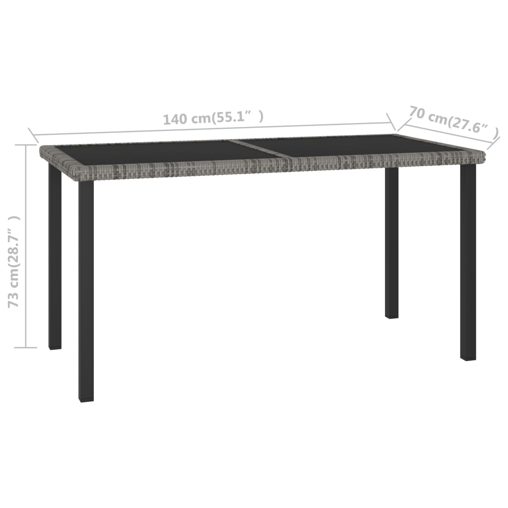 Outdoor Dining Set | Grey | Poly rattan, powder-coated steel, glass