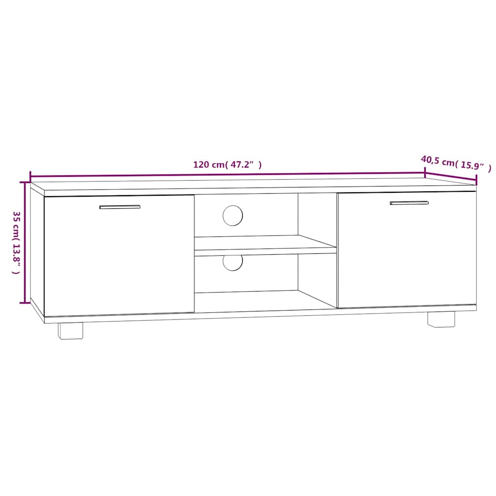 TV Cabinet Smoked Oak 120x40,5x35 cm Engineered Wood