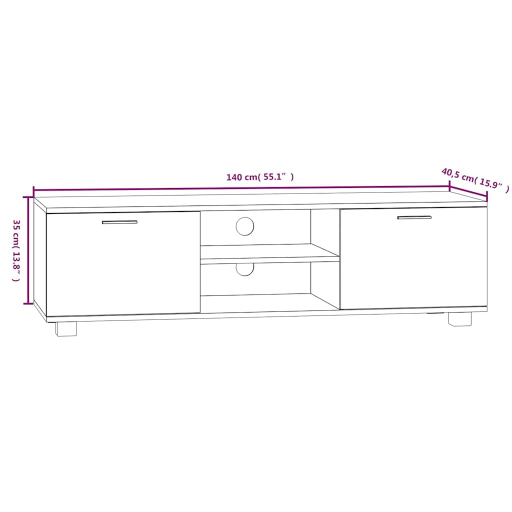TV Cabinet Grey Sonoma 140x40.5x35 cm Engineered Wood