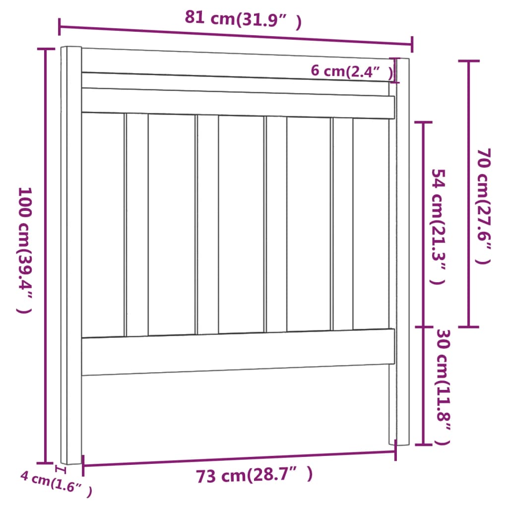 Bed Headboard Grey 81x4x100 cm Solid Wood Pine