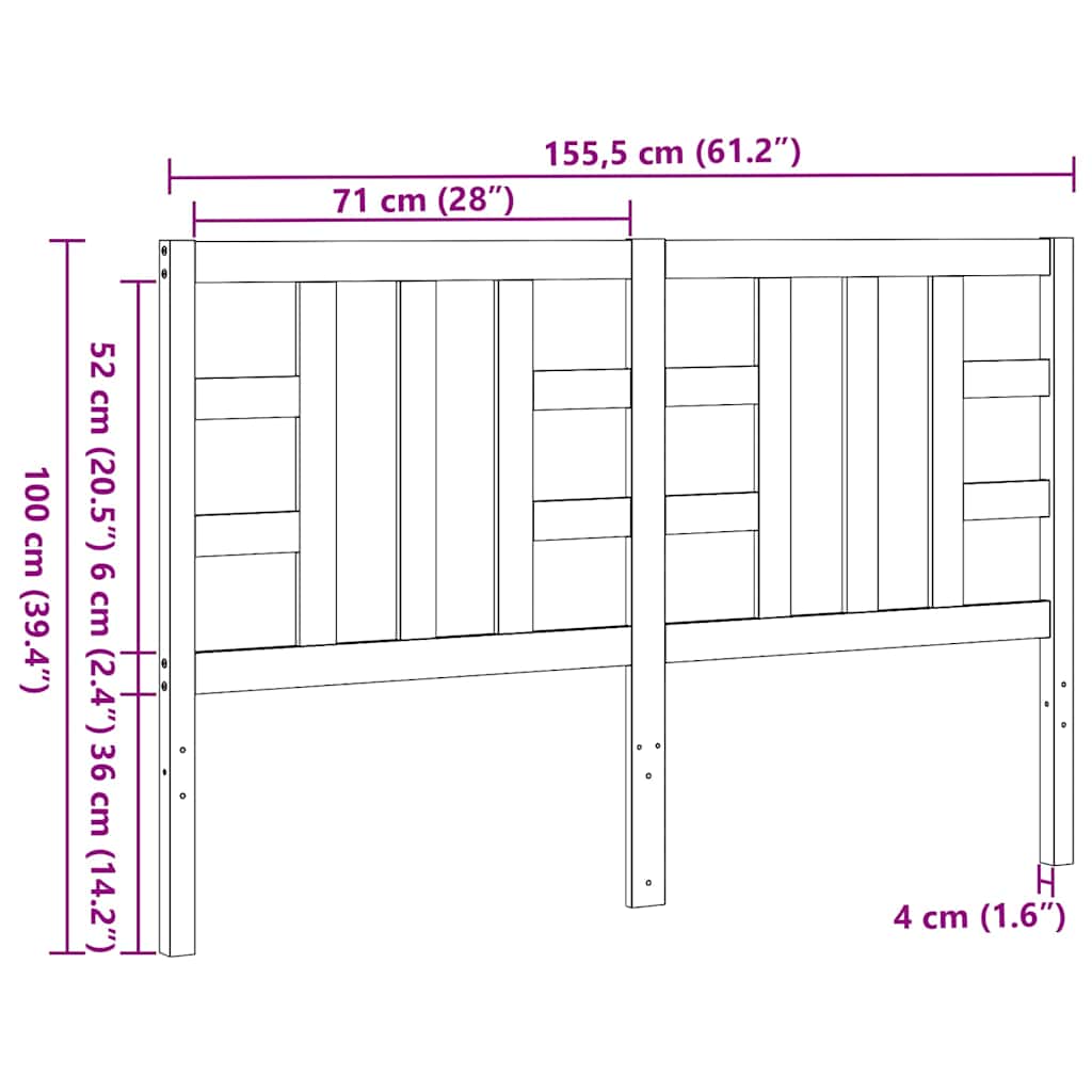 Bed Headboard Honey Brown 146x4x100 cm Solid Wood Pine