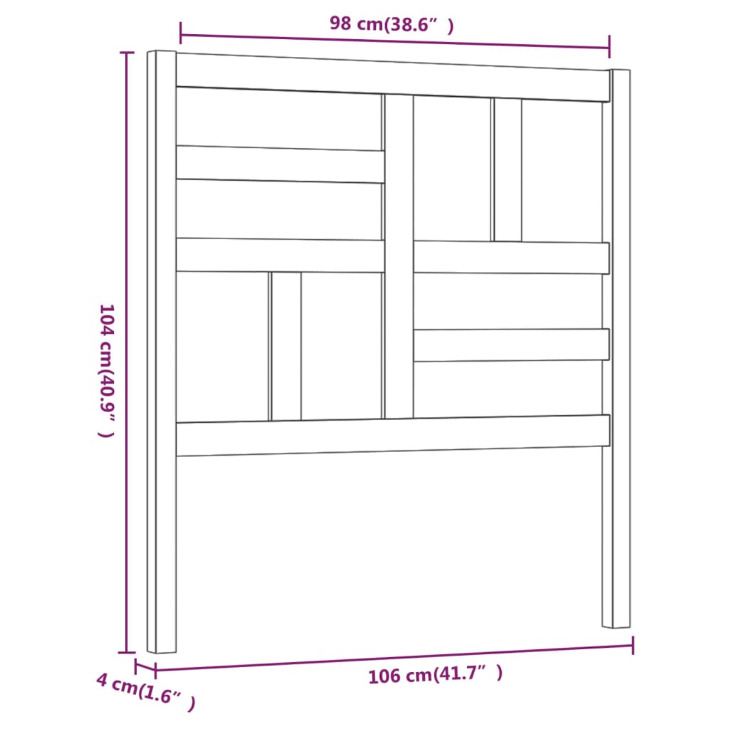 Bed Headboard Grey 106x4x104 cm Solid Wood Pine