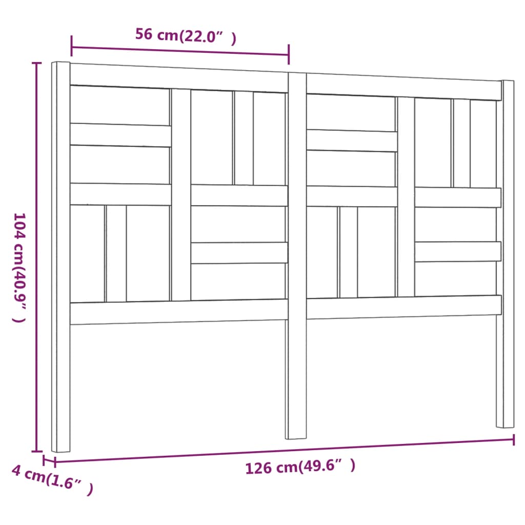 Bed Headboard 126x4x104 cm Solid Wood Pine