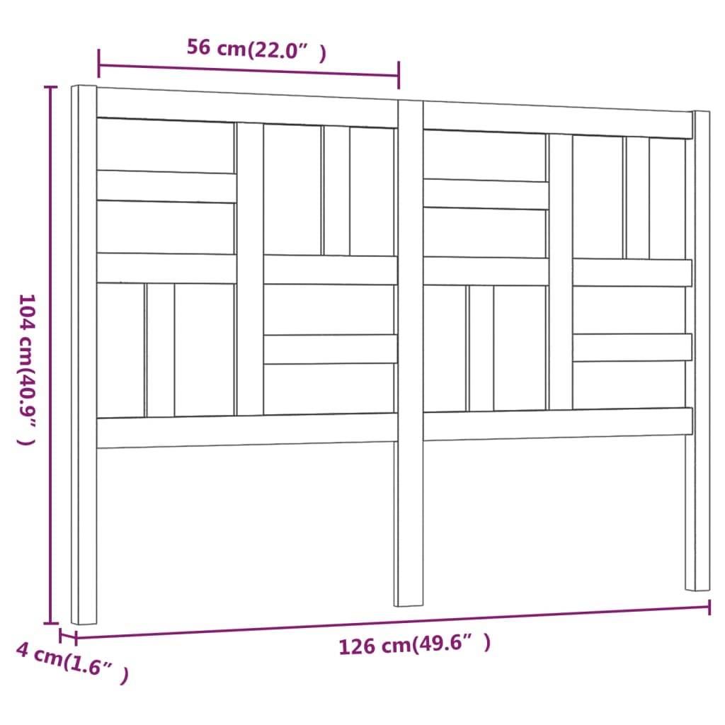 Bed Headboard Grey 126x4x104 cm Solid Wood Pine