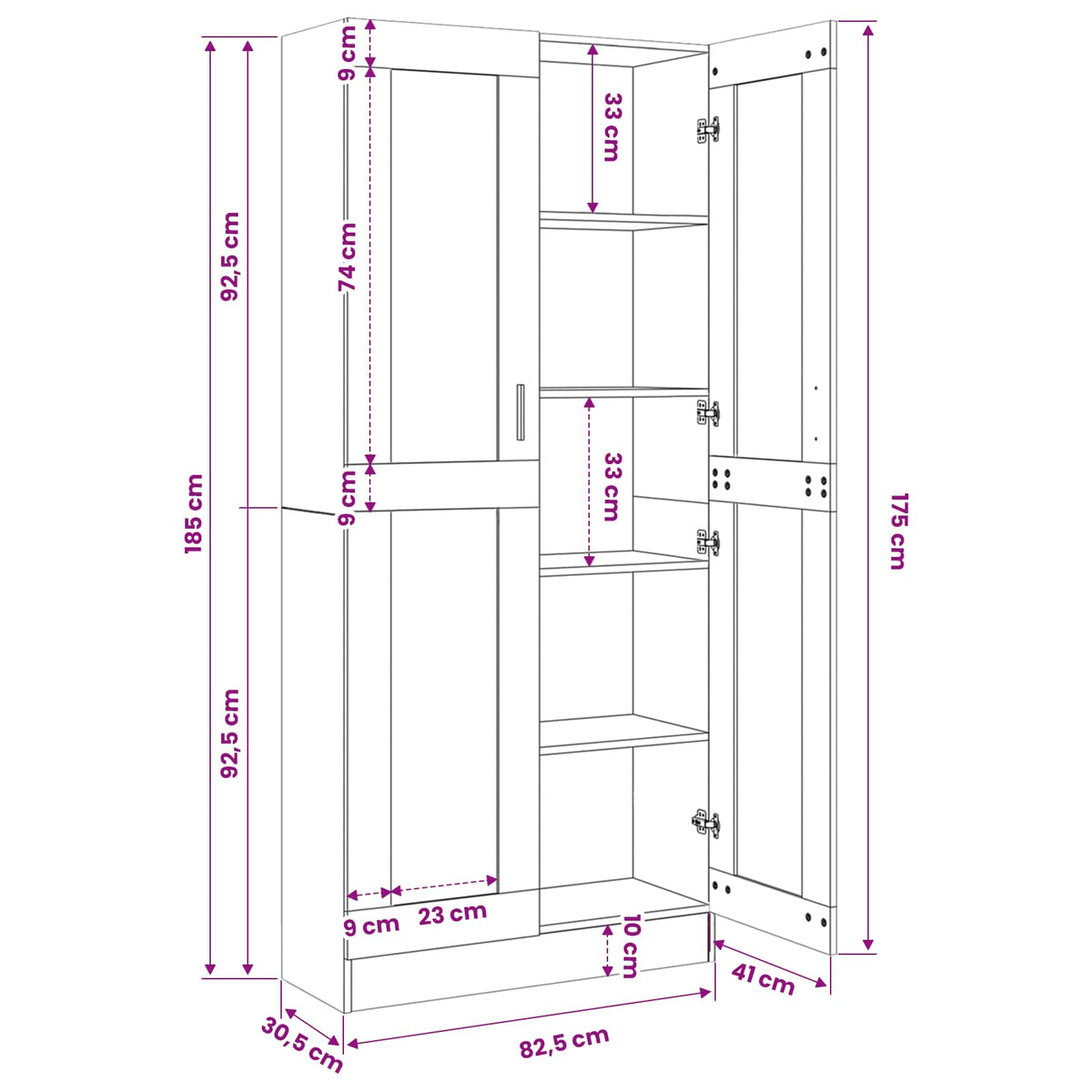 Vitrine Cabinet Smoked Oak 82,5x30,5x185 cm Engineered Wood