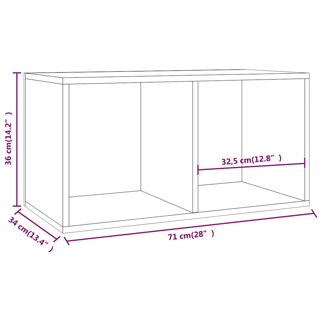 815252 vidaXL Vinyl Storage Box Smoked Oak 71x34x36 cm Engineered Wood